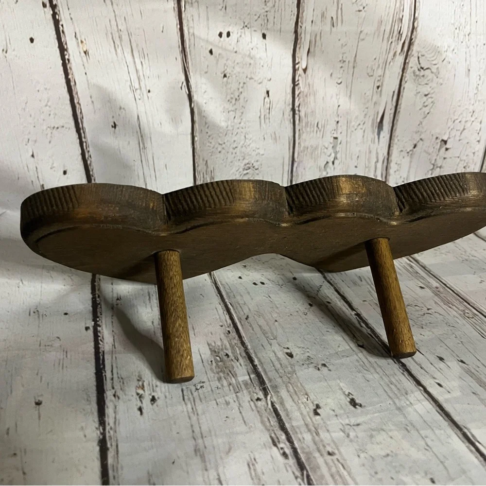 VTG Handmade Heart Wood Wall Hooks Coat Hat Leash Rack Country Primitive